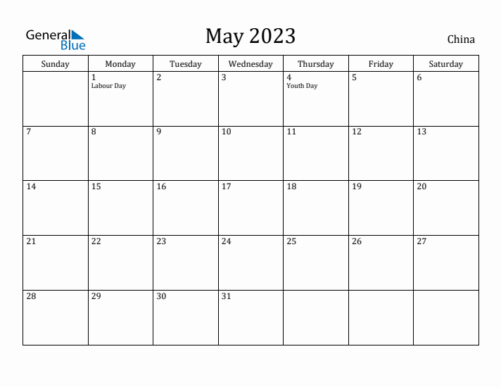 May 2023 Calendar China