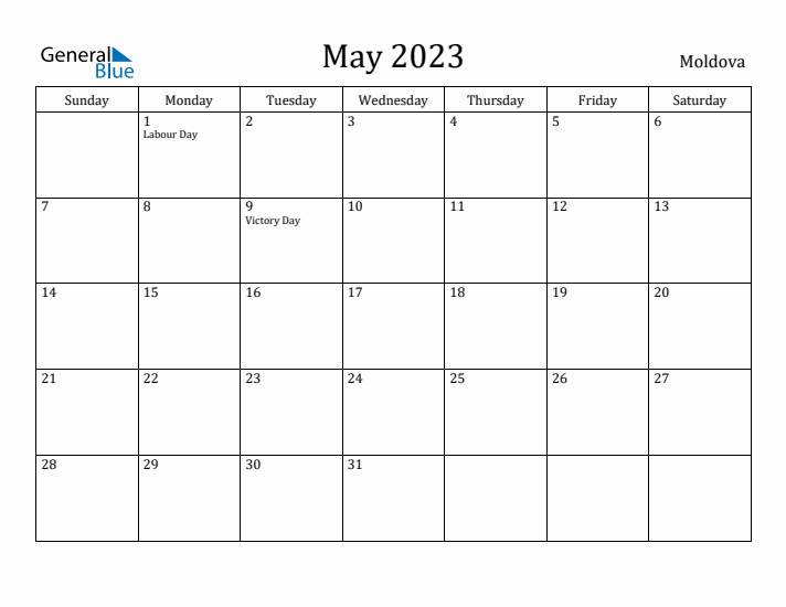 May 2023 Calendar Moldova