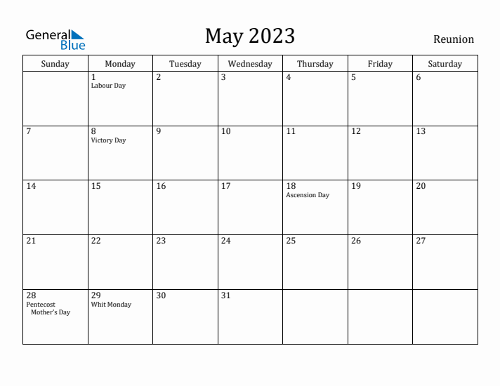 May 2023 Calendar Reunion