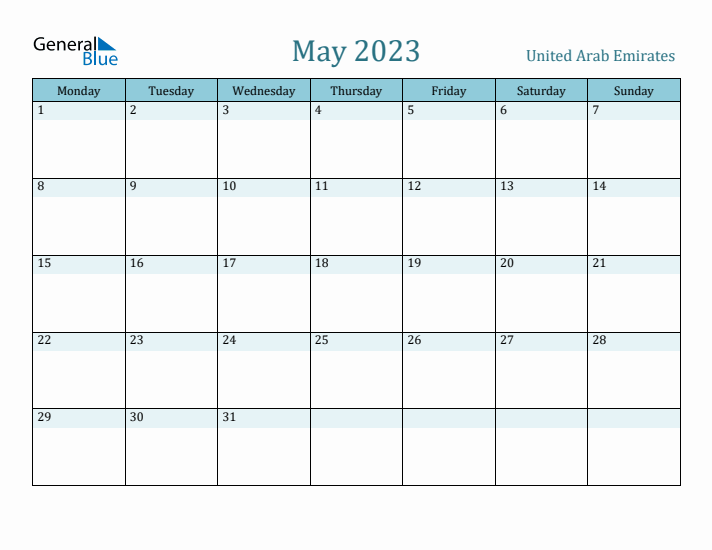 May 2023 Calendar with Holidays