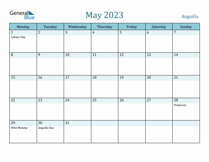 May 2023 Calendar with Holidays