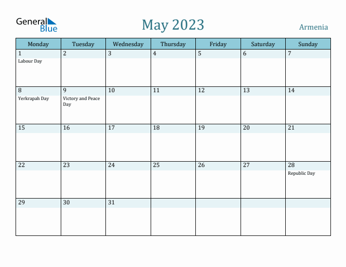 May 2023 Calendar with Holidays