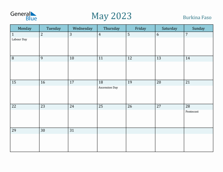 May 2023 Calendar with Holidays