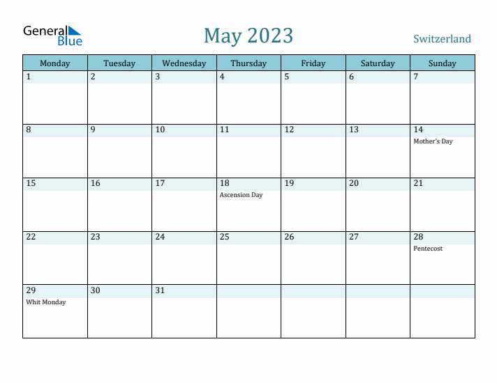 May 2023 Calendar with Holidays