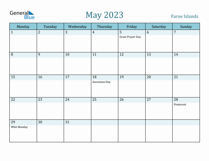 May 2023 Calendar with Holidays