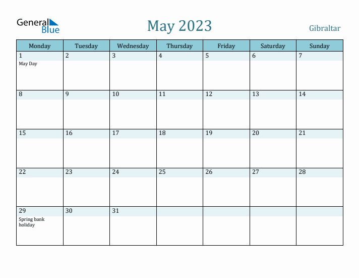 May 2023 Calendar with Holidays