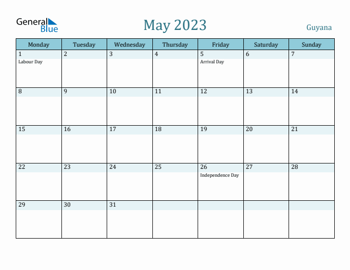 May 2023 Calendar with Holidays