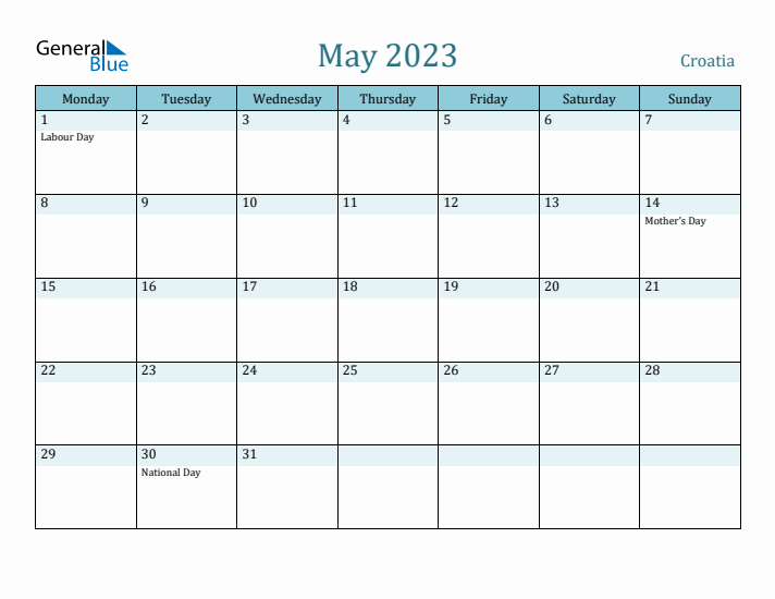 May 2023 Calendar with Holidays