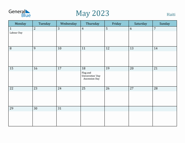 May 2023 Calendar with Holidays