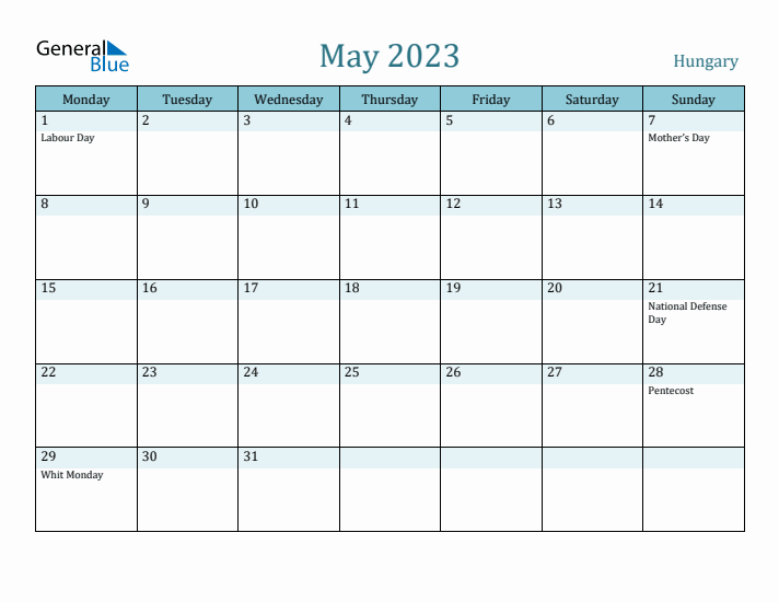 May 2023 Calendar with Holidays