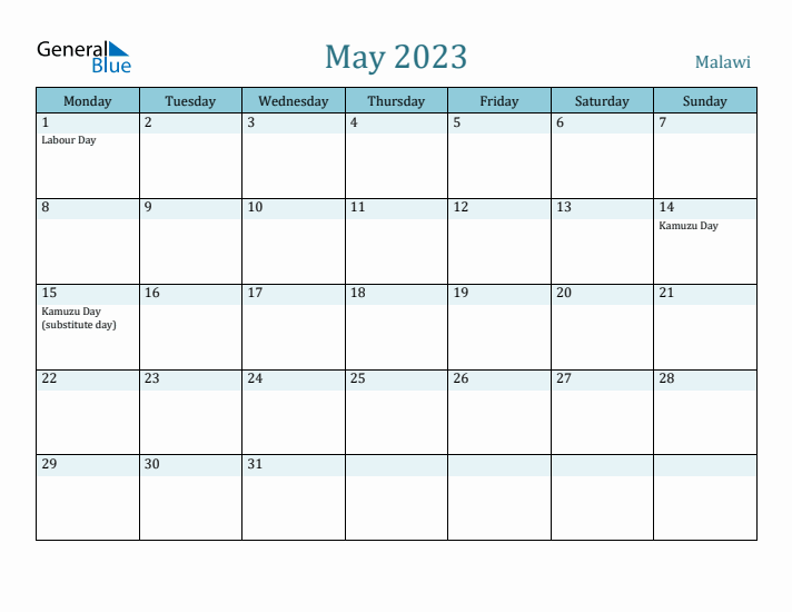 May 2023 Calendar with Holidays