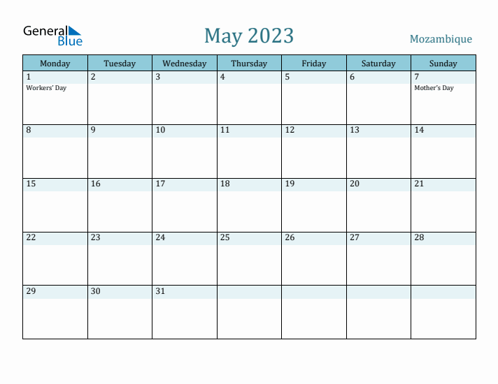 May 2023 Calendar with Holidays