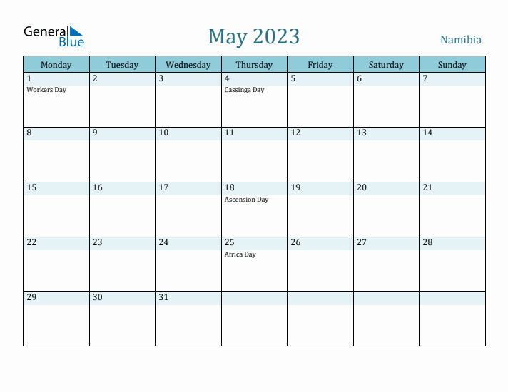 May 2023 Calendar with Holidays