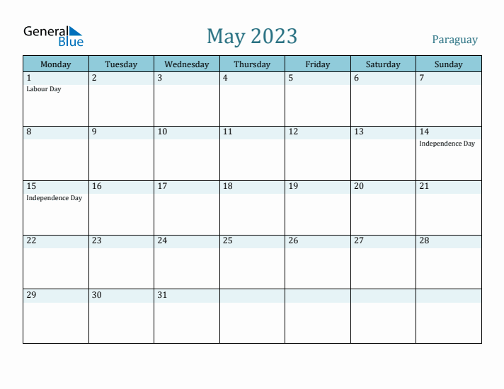 May 2023 Calendar with Holidays