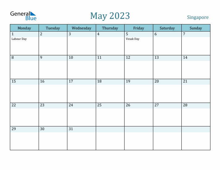 May 2023 Calendar with Holidays