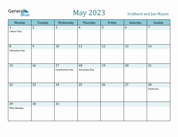 May 2023 Calendar with Holidays