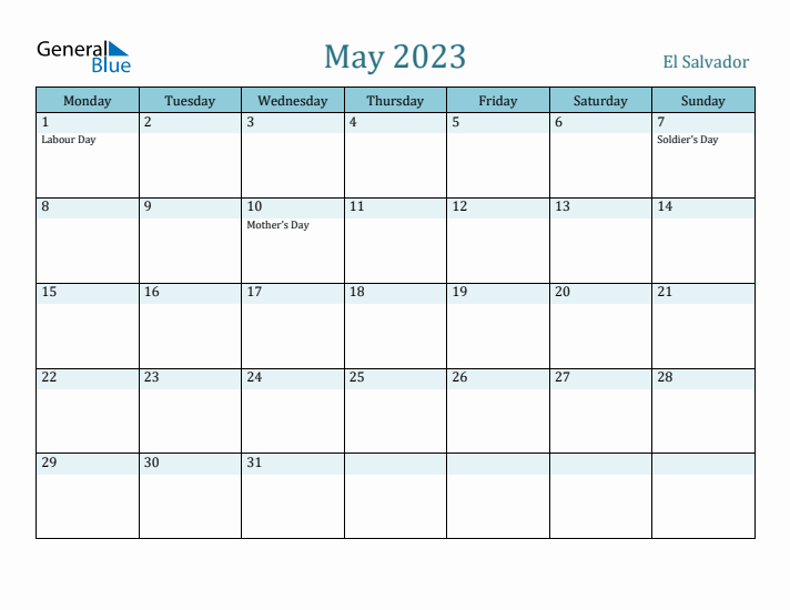 May 2023 Calendar with Holidays