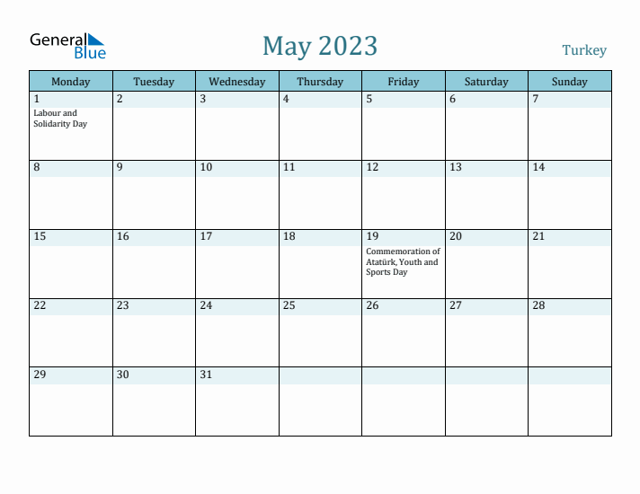 May 2023 Calendar with Holidays