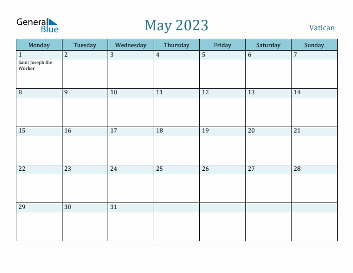 May 2023 Calendar with Holidays