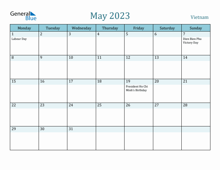 May 2023 Calendar with Holidays