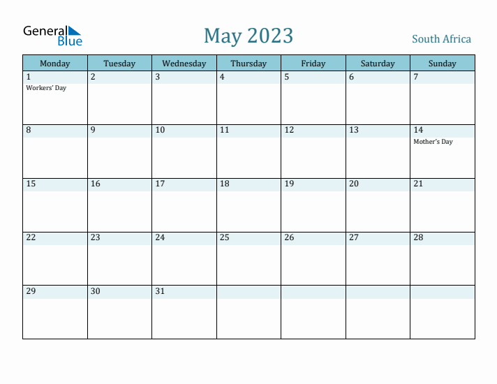 May 2023 Calendar with Holidays