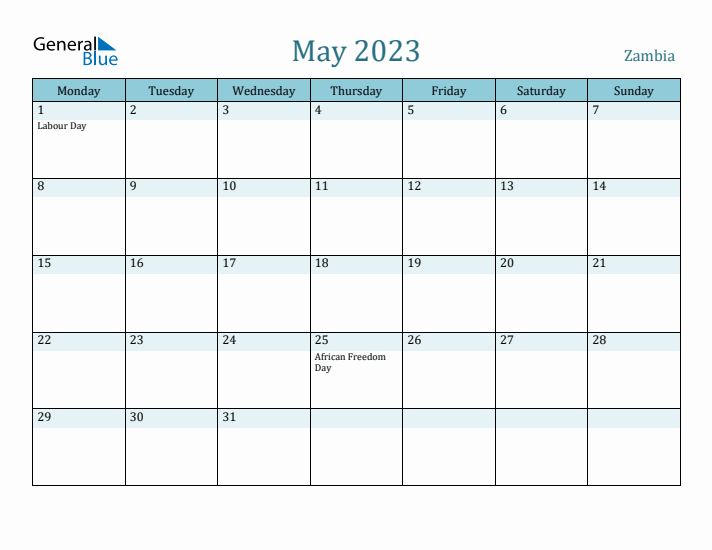 May 2023 Calendar with Holidays