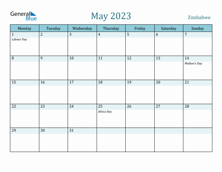 May 2023 Calendar with Holidays