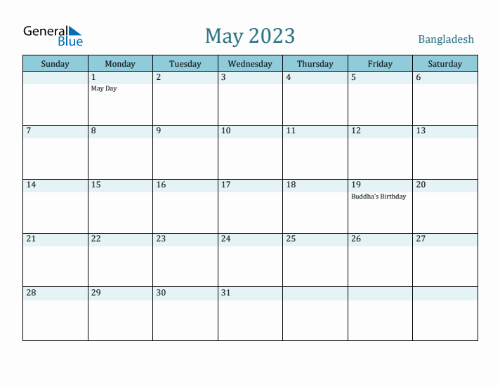 May 2023 Calendar with Holidays