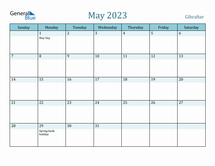 May 2023 Calendar with Holidays