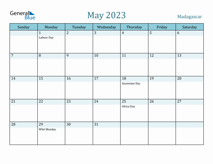 May 2023 Calendar with Holidays