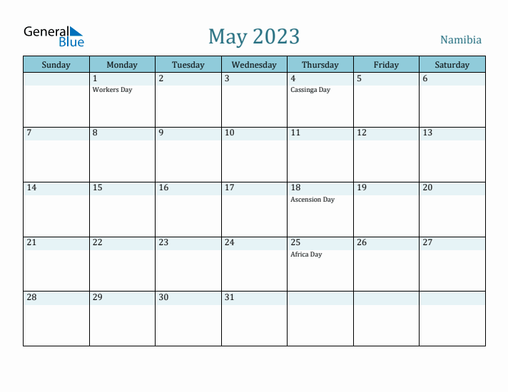 May 2023 Calendar with Holidays