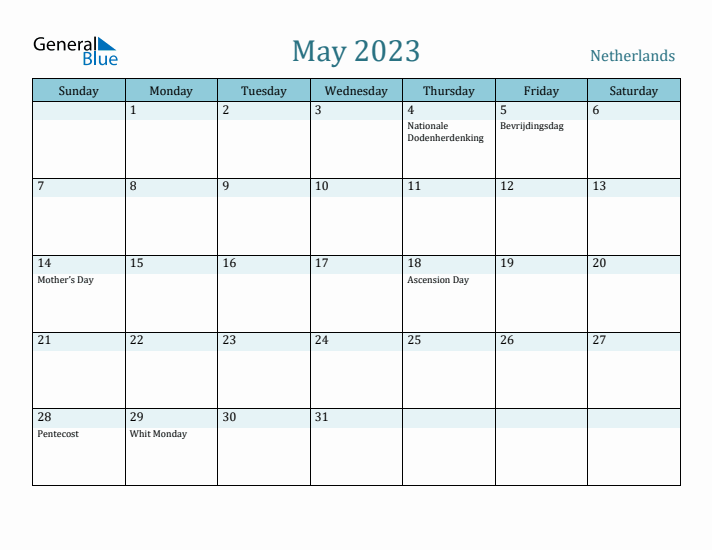 May 2023 Calendar with Holidays