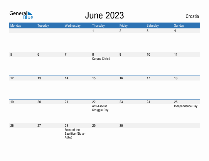 Fillable June 2023 Calendar