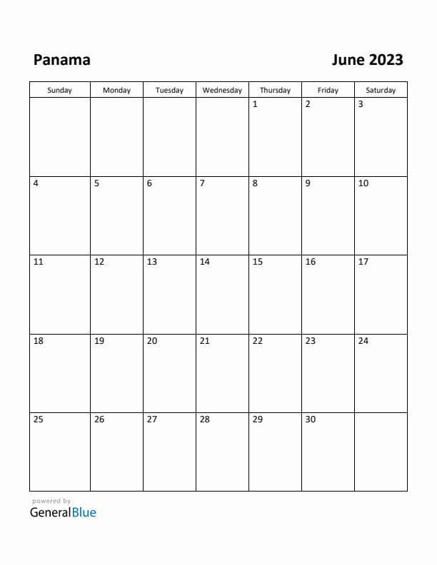 June 2023 Calendar with Panama Holidays