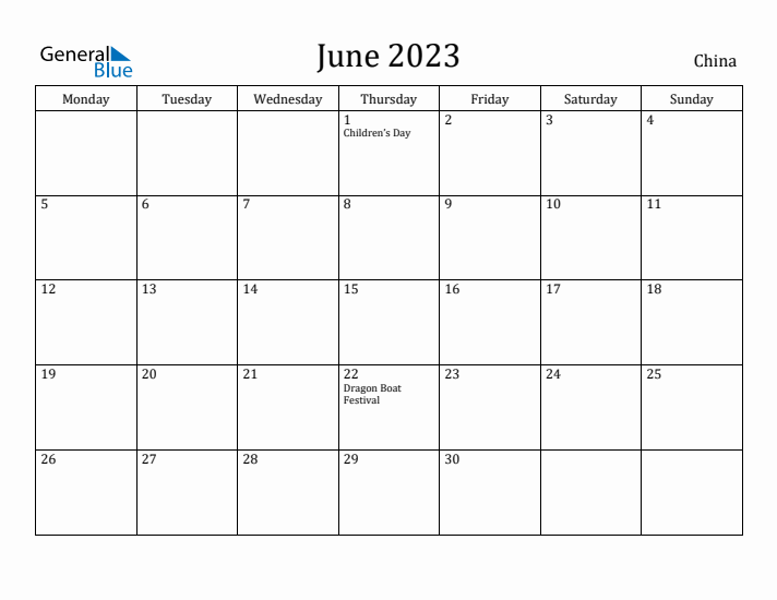 June 2023 Calendar China