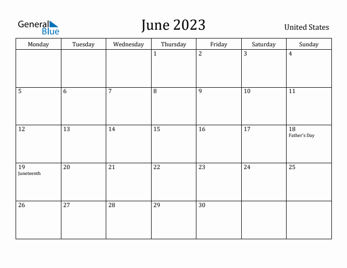 June 2023 Calendar United States