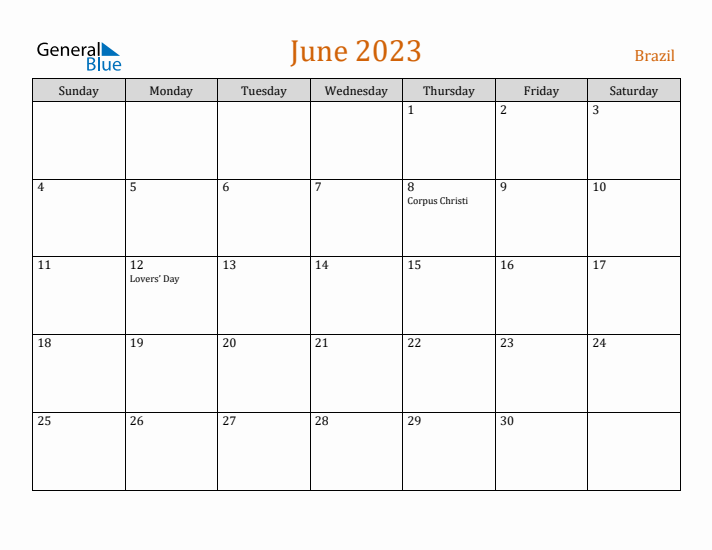 June 2023 Holiday Calendar with Sunday Start