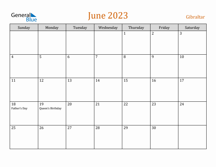 June 2023 Holiday Calendar with Sunday Start