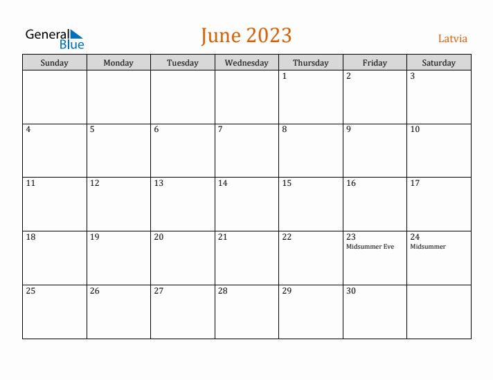 June 2023 Holiday Calendar with Sunday Start