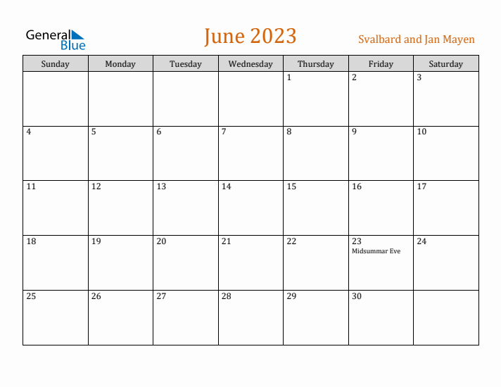 June 2023 Holiday Calendar with Sunday Start