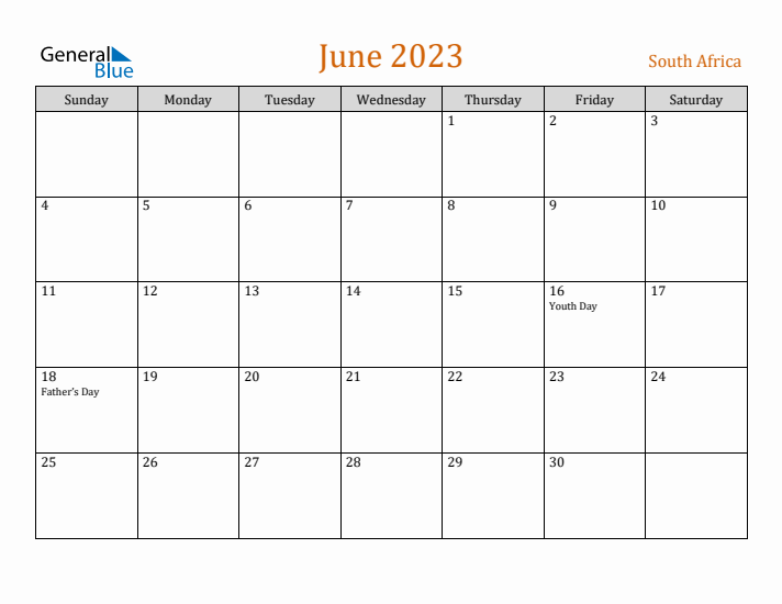 June 2023 Holiday Calendar with Sunday Start