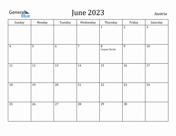 June 2023 Calendar Austria