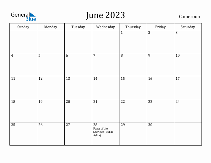 June 2023 Calendar Cameroon