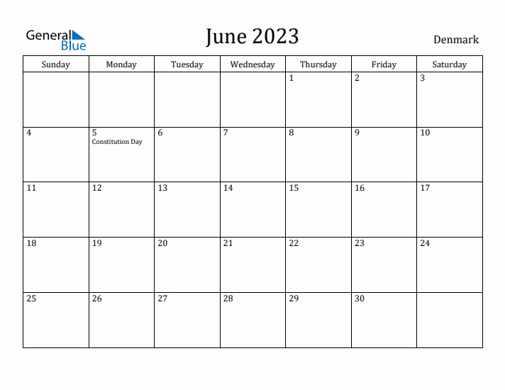 June 2023 Calendar Denmark