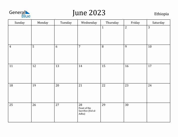 June 2023 Calendar Ethiopia