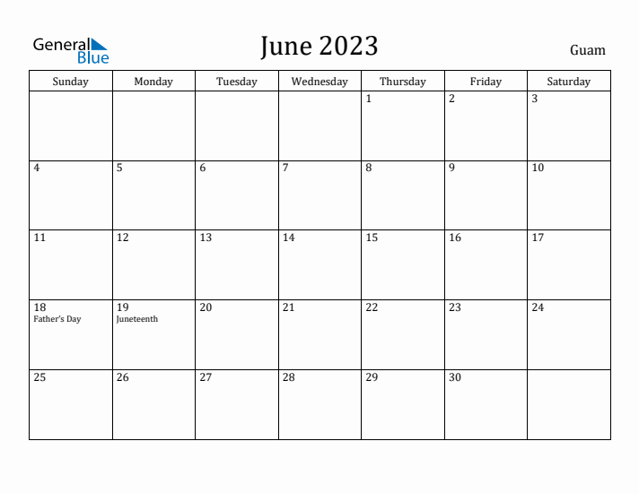 June 2023 Calendar Guam