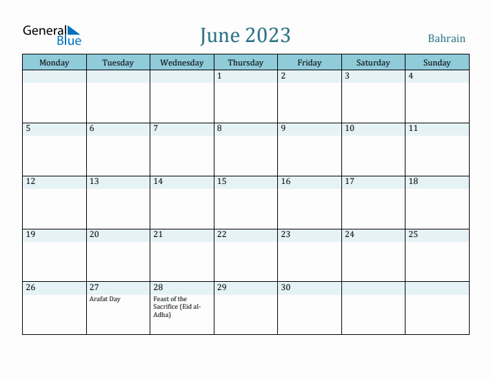 June 2023 Calendar with Holidays