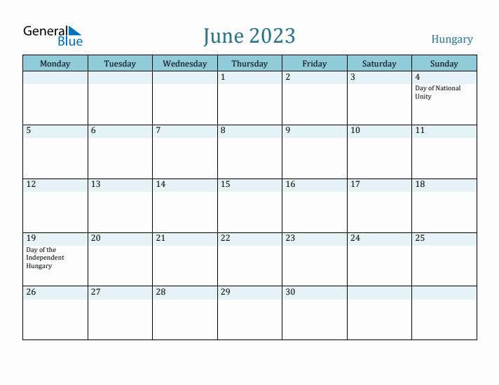 June 2023 Calendar with Holidays