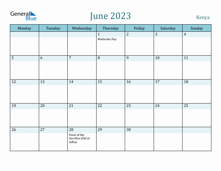 June 2023 Calendar with Holidays