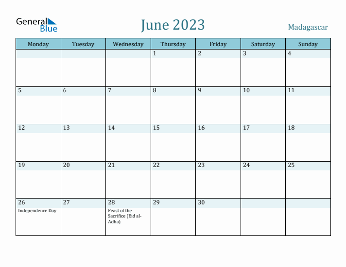 June 2023 Calendar with Holidays